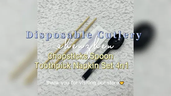 Disposable Frosted Laminated Chopsticks Set Spoon Tissue Paper Toothpicks Wholesale Custom